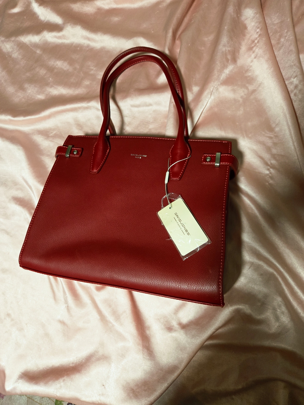 Red Leather Satchel Handbag